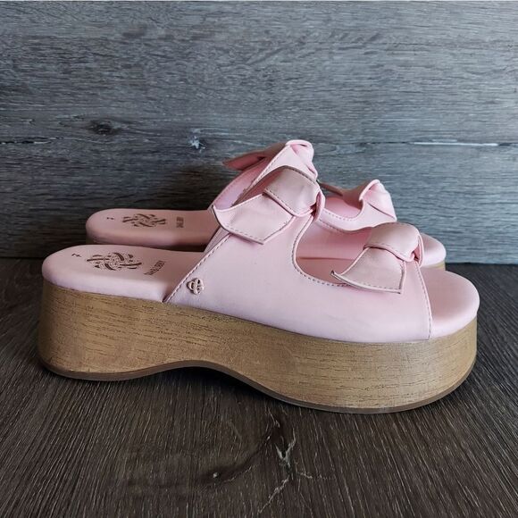 Sam & Libby Women's Indie Double Bow Platform Sandal Pink Size 7 - Picture 1 of 9